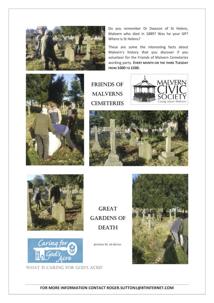 Leaflet about Friends of Malvern Cemeteries working party